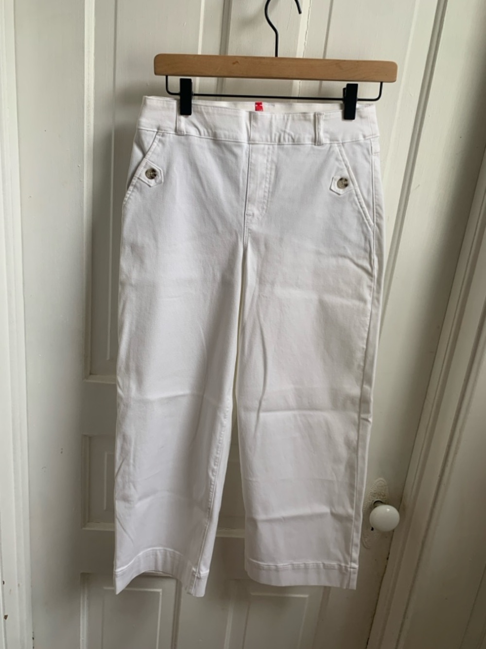 Spanx Stretch Twill Wide Leg Crop Pants Bright White Medium Contemporary - Picture 2 of 5
